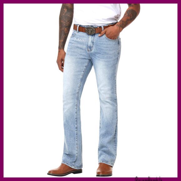 Men's Stretch Bootcut Jeans Regular Fit Flared Denim Pants